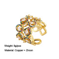 Shangjie OEM Anillo Últimos anillos abiertos ajustables Ajuste Hip Hop Diamante Anillo de cristal Joyería Colorido Cirón Rings con dedo chapado